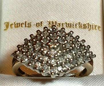 9CT SOLID GOLD .50ct DIAMOND CLUSTER RING
