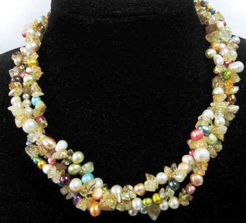 SALE REDUCTION LESS R100-00 Citrine & Multi Coloured Freshwater Pearl Necklace