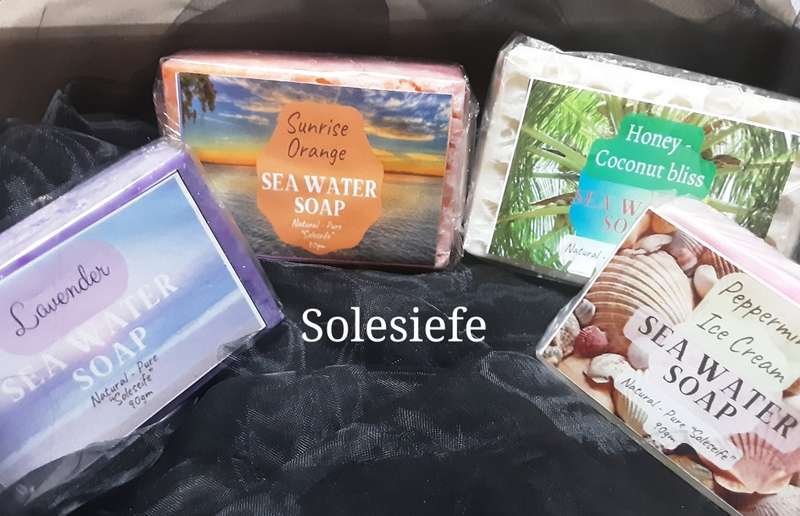 Set of 4 (four) Soaps - hand made - all Natural oils - No Preservatives - Sea Water Soap (Soleseife)