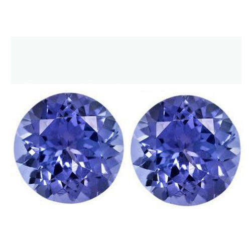 1.7Ct Round Cut Tanzanite. Two Pieces (one Pair)