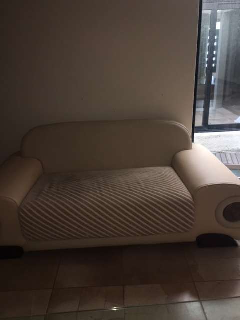 Set of leather and cotton couches