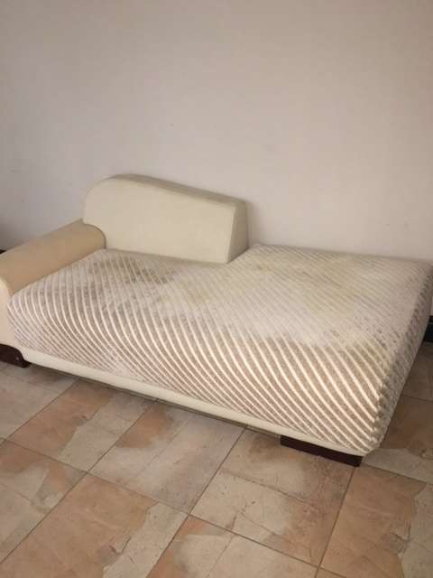 Set of leather and cotton couches