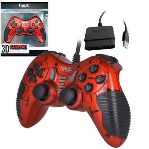 ***NEW Havit HV-G85 PC + Playstation 2 and 3 Wired Vibration 3D Controller- Red (PC/PSIII) ***