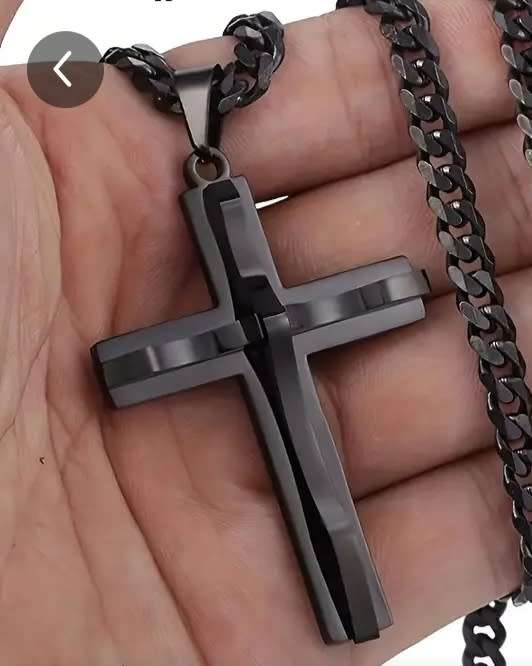 Black Cross Pendant Necklace