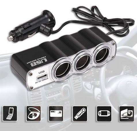 Bulk from 6//Brand new In-Car USB & Triple Socket (WF-0120)