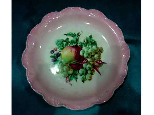 VINTAGE 22cm JAMES KENT FLORAL DISPLAY PLATE - SMALL HAIRLINE CRACK - PICS ARE PART OF DESC