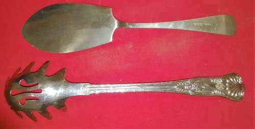 VINTAGE CAKE LIFT AND PASTA SPOON - - PLEASE READ desc