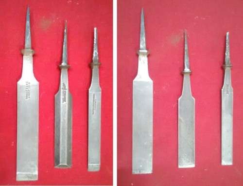 3 CHISELS BLADES, R SORBY, WK&C PEACE & GILPIN WHITEHOUSE PICs