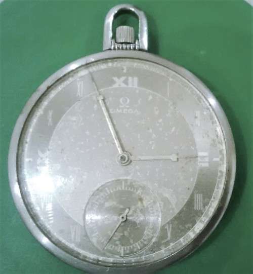 1930s OMEGA Cal 37.5L SLIM POCKET WATCH - DIAL NEEDS REFINISHING - ALL COMPONENTS MATCH  - Ref desc
