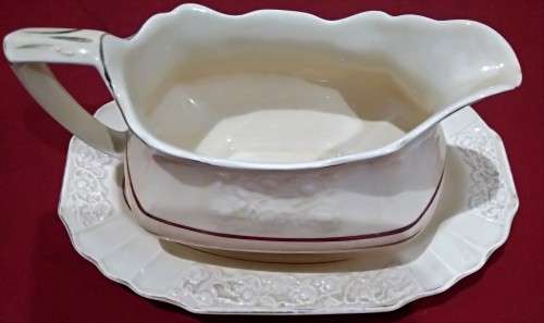 VINTAGE MYOTT ENGLAND GRAY BOAT & TRAY (22 x 14cm Height = 9cm) - Please Read Desc & See Pictures44