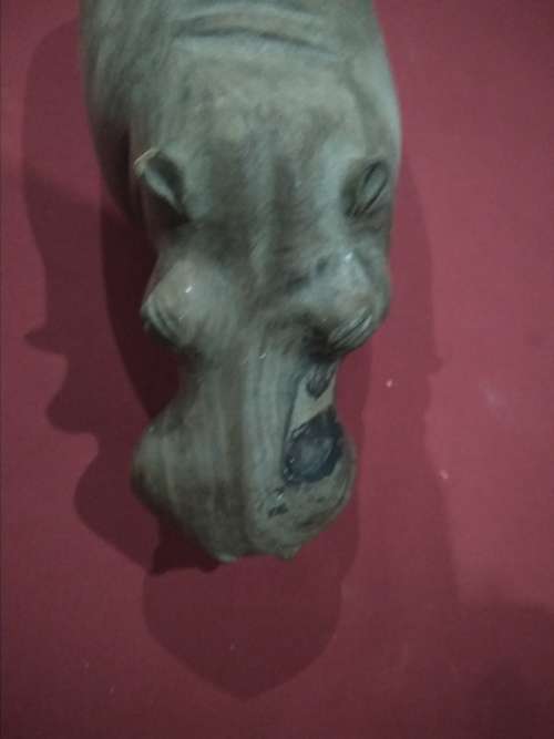 WOOD CARVED HIPPO  L=38 H=18 W=15- Please see Pics they pard of the description