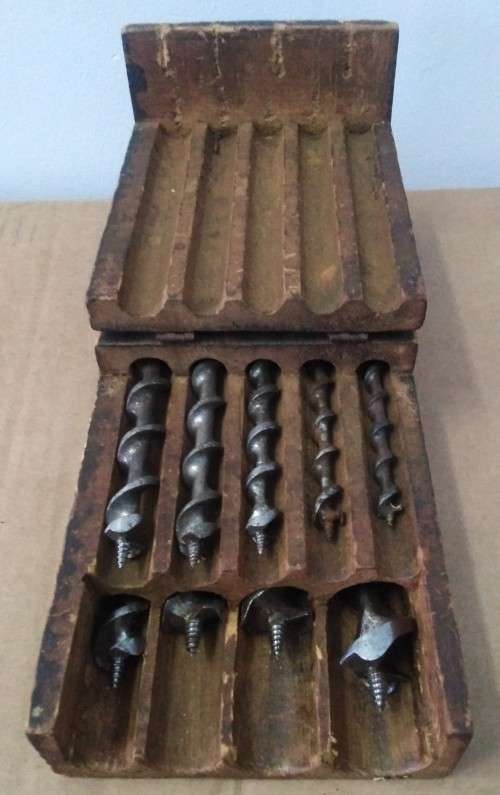 SET OF 9 VINTAGE IRWIN MANIBOR AUGER BITS IN BOX + ADITIONAL BITS   - PLEASE C DESC