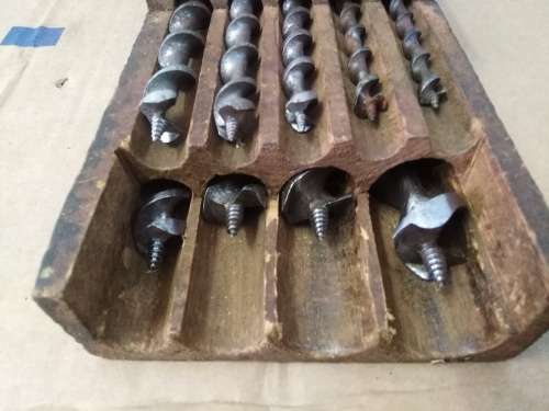 SET OF 9 VINTAGE IRWIN MANIBOR AUGER BITS IN BOX + ADITIONAL BITS   - PLEASE C DESC