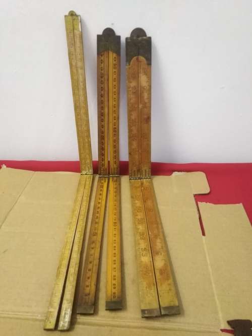 3 Vintage Wood Rulers as per pictures - PLEASE C DESC