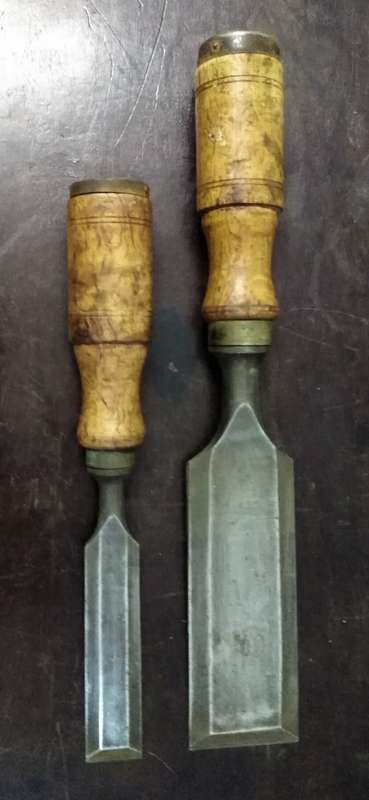 2 Vintage EA Berg Eskilstuna Sweden 25 & 50mm Chisels -  PLEASE C Pics & Desc