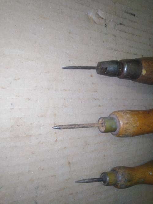 3 VINTAGE TOOLS - WOODEN HANDLE- Please C Pics N Description