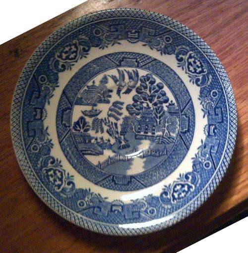 Hand Engraved Old Willow Saucer by Myott 11cm