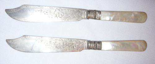 Vintage MOTHER OF PEARL handled KNIVES (PPH = R45) see desc, pics