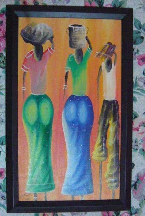 ORIGINAL SIGNED AFRICAN ART 60X37 (PH  = R80) - PLEASE C PICS AND DESC