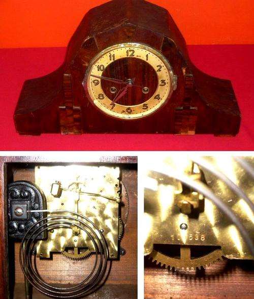 VINTAGE MANTLE CLOCK INCLUDES MOVEMENT FOR RESTORATION ||| READ & SEE DESC - POSTAGE R85