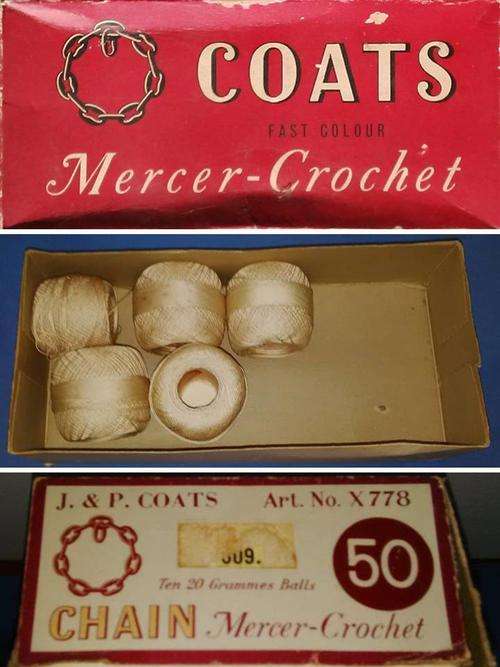 5 BALLS OF VINTAGE JP COATES CROCHET THREADS WITH ORIGINAL BOX - Ref desc for info and postage