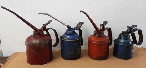 4 Oil Despensing Oil Cans- Please C Pics N Description