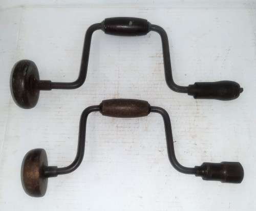 2 VINTAGE HAND BRACE DRILLS (chuck on 1 needs attention) - please check pics and Desc