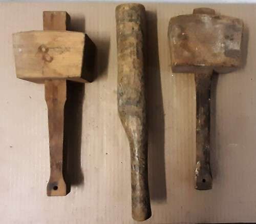 3 WOODEN MALLETS INCL FOOTPRINT & MONUMENT  - Please C Pics N Description