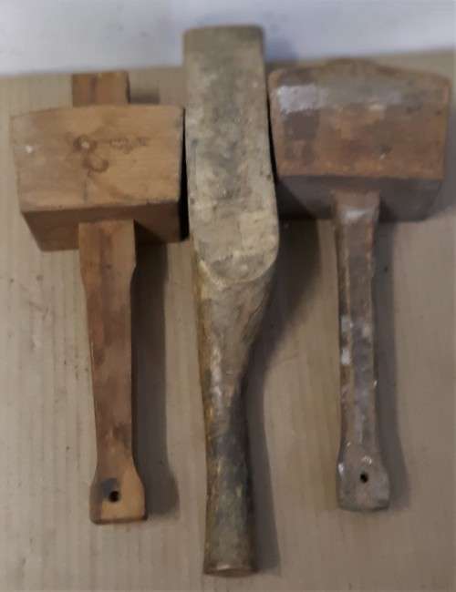 3 WOODEN MALLETS INCL FOOTPRINT & MONUMENT  - Please C Pics N Description