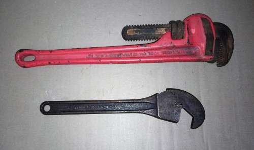 2 WRENCHES - RIDGID 18` ADJUSTABLE &  CROMNA S-4  DENMARK- postage from R30 - Please C Pics