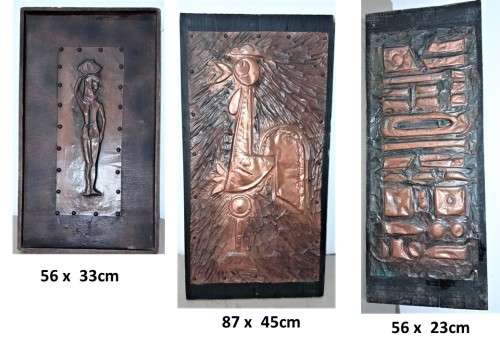 3 x COPPER PLATE SCULPTURES - VARIOUS SIZES - SEE PICTURES