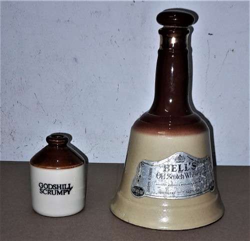 2 VINTAGE COLLECTABLE BOTTLES - BELLS by WADE & GODSHILL SCRUMPY