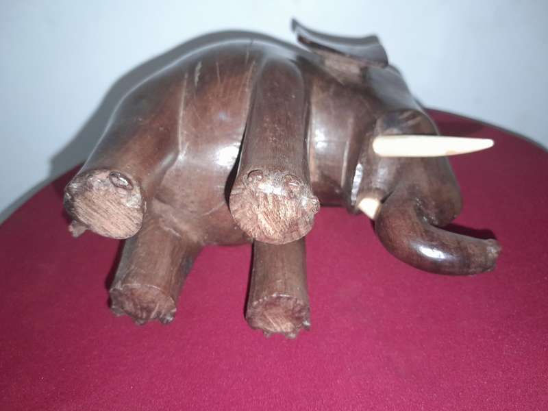 2 SOLID HARDWOOD CARVING - ELEPHANT & COW - Approx. 15cm X 18cm - PLEASE SEE PICTURES