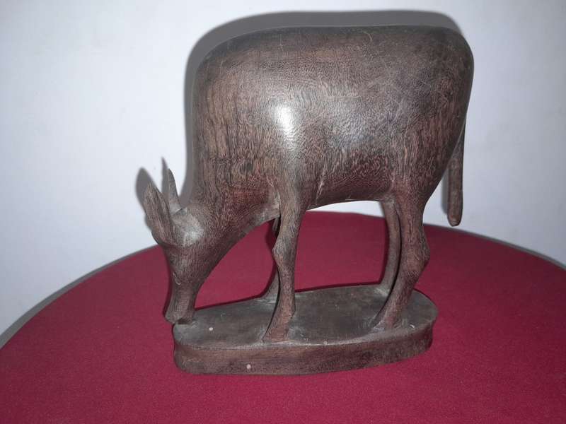 2 SOLID HARDWOOD CARVING - ELEPHANT & COW - Approx. 15cm X 18cm - PLEASE SEE PICTURES