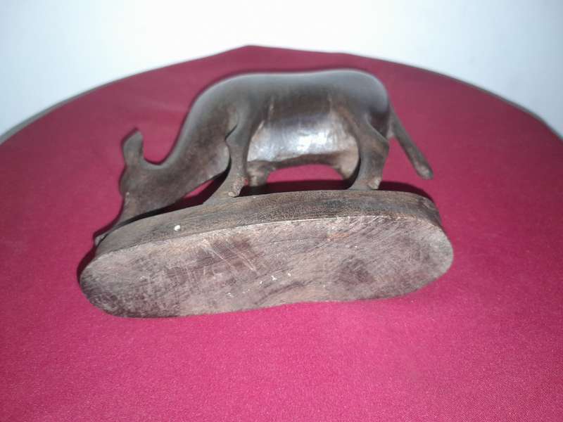 2 SOLID HARDWOOD CARVING - ELEPHANT & COW - Approx. 15cm X 18cm - PLEASE SEE PICTURES