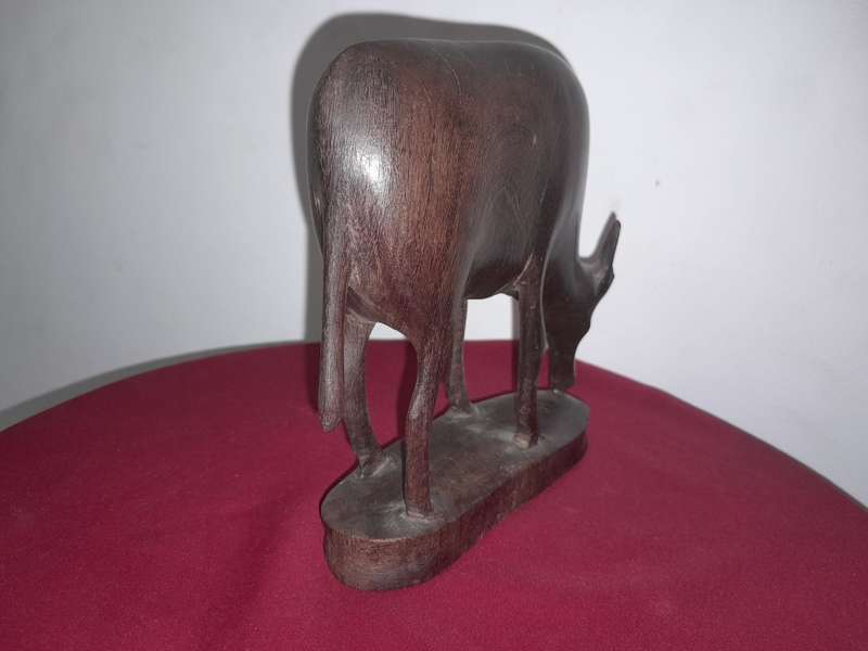2 SOLID HARDWOOD CARVING - ELEPHANT & COW - Approx. 15cm X 18cm - PLEASE SEE PICTURES