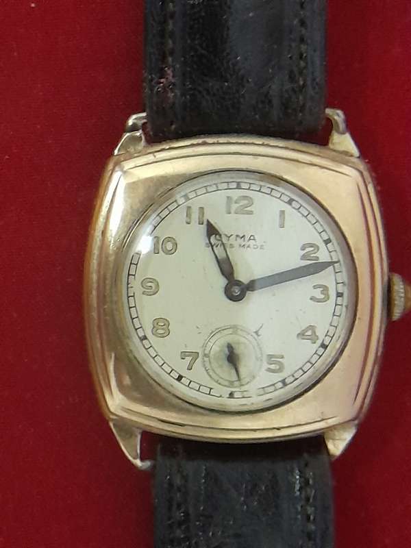 VINTAGE Fully Functional CYMA 15j CUSHION CASE - Dial - GOLD FILLED by HANDLEY -PLEASE SEE PICTURES