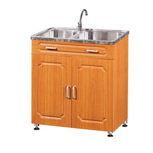Kitchen cabinets with sink and tap