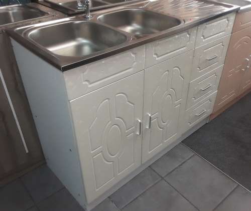 Kitchen  cabinets with sink and tap