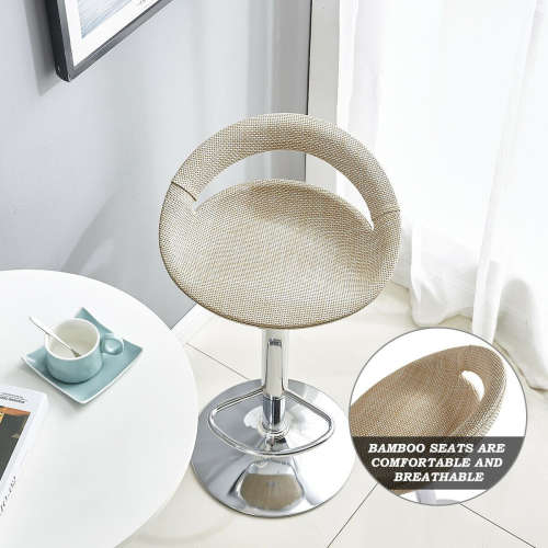 Bamboo Bar  Stools / Kitchen Counter Stools - Pack of 2 - Beige Colour