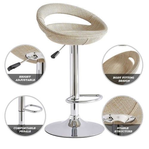 Bamboo Bar  Stools / Kitchen Counter Stools - Pack of 2 - Beige Colour
