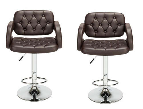 Bar Stools  / Kitchen Breakfast Swivel Chairs - Set of Two - Brown Colour
