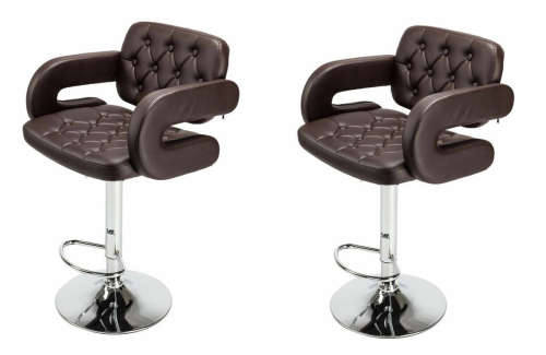 Bar Stools  / Kitchen Breakfast Swivel Chairs - Set of Two - Brown Colour