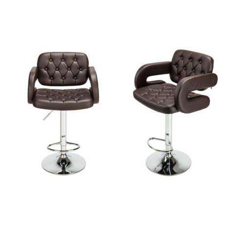 Bar Stools  / Kitchen Breakfast Swivel Chairs - Set of Two - Brown Colour