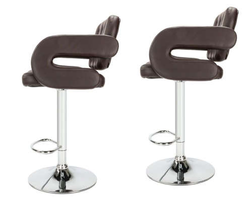 Bar Stools  / Kitchen Breakfast Swivel Chairs - Set of Two - Brown Colour