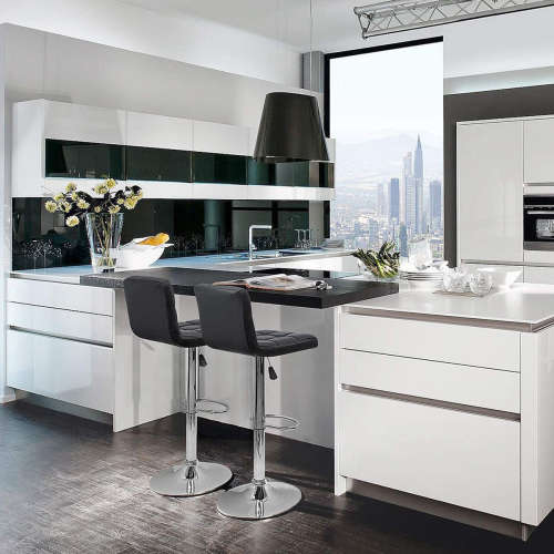 Bar Stools / Kitchen Counter Chairs - Set of Two - Black Colour