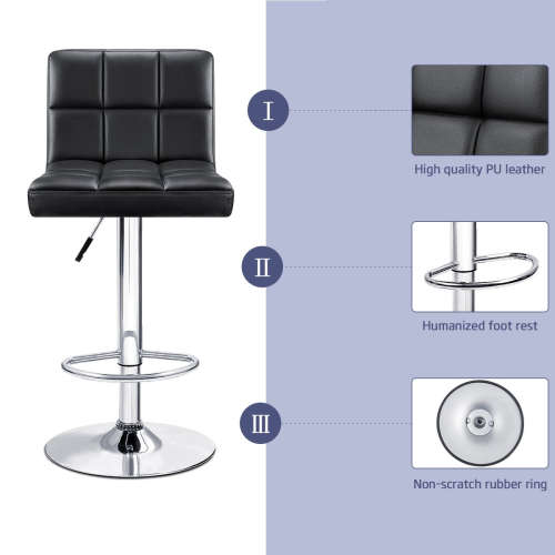 Bar Stools / Kitchen Counter Chairs - Set of Two - Black Colour