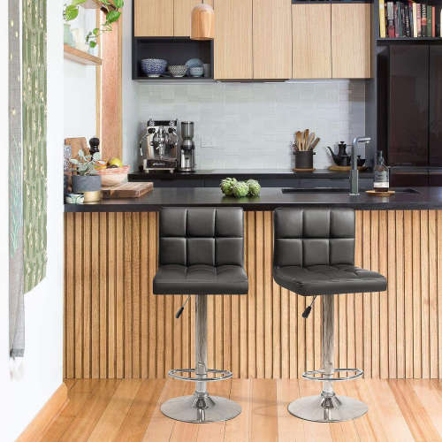 Bar Stools / Kitchen Counter Chairs - Set of Two - Black Colour