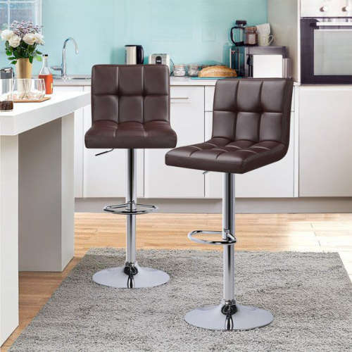 Bar Stools / Kitchen Counter Chairs - Set of Two - Brown Colour