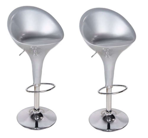 Bar Stools / Kitchen Counter Stools - Set of 2 - Silver Colour